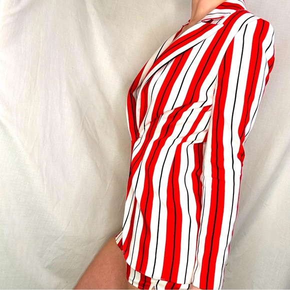 Zang Toi Red and White Striped Blazer and Short Set, Cashmere, NWOT, fits size 0 - Picture 10 of 14